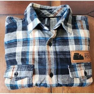 Burnside Flannel Long Sleeve Button Down Plaid Men Shirt Size S